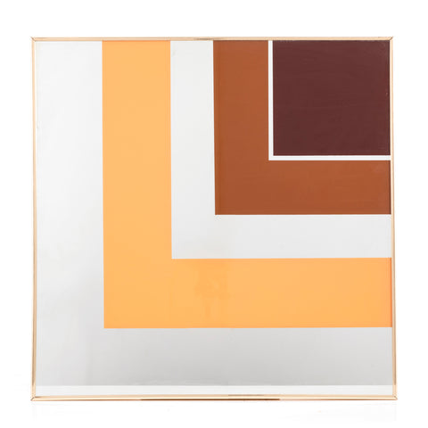 Brown & Tan Abstract Square Mirror
