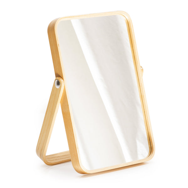 Wood Light Rectangle Tabletop Mirror - Gil & Roy Props