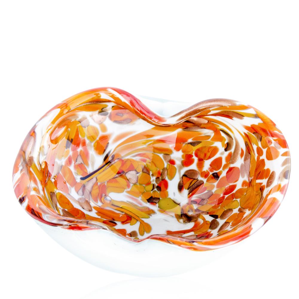 Red and Orange Speckled Glass Ashtray