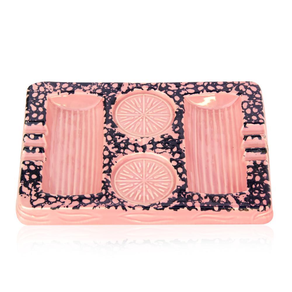 Large Pink Ceramic Double Ashtray