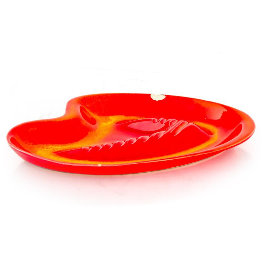Red and Yellow Kidney Shaped Ashtray