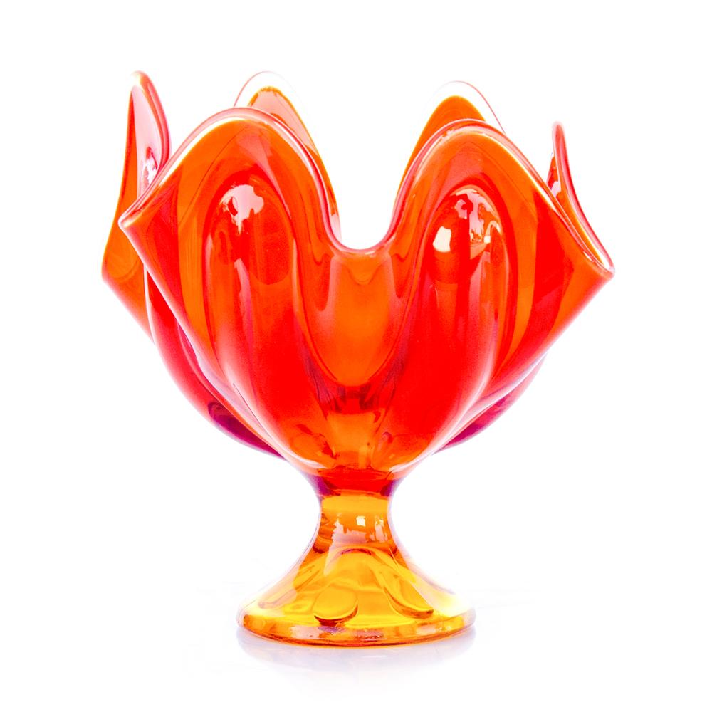 Floral Shaped Red Glass Vase