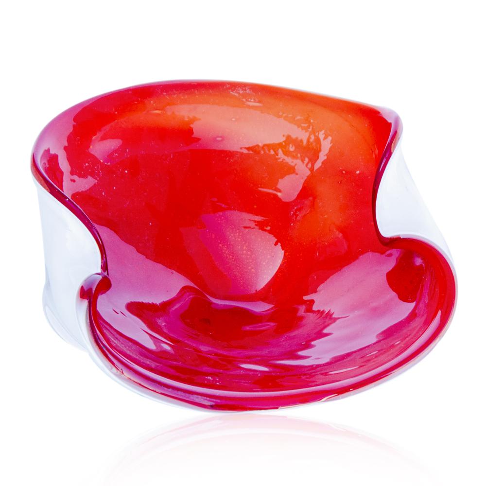Winged Red Glass Ashtray