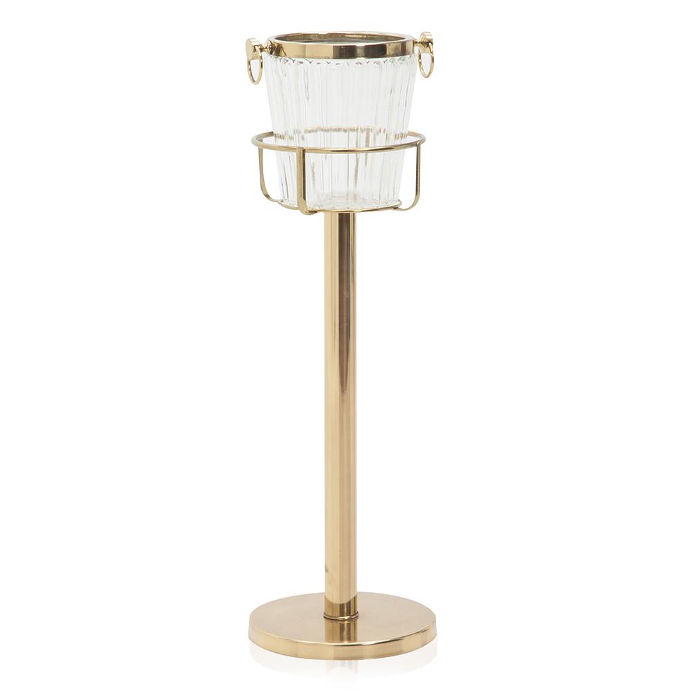 Crystal Ice Bucket w Gold Stand