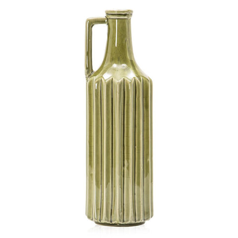 Green Ceramic Ribbed Jug (A+D)