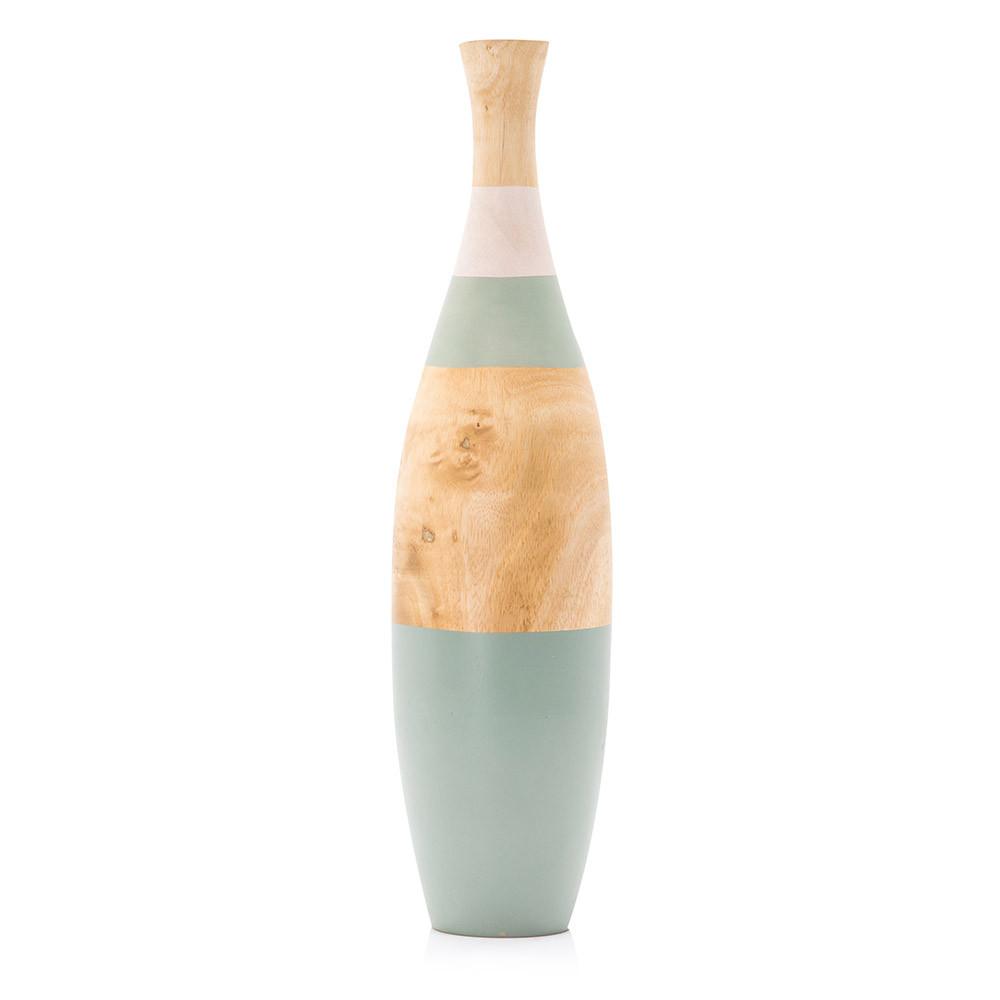 Green Aqua Wood Striped Vase (A+D)
