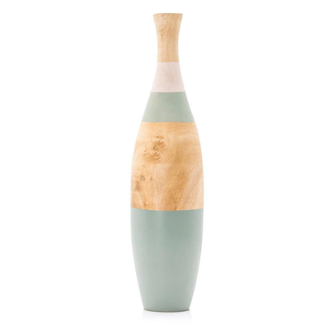 Green Aqua Wood Striped Vase (A+D)