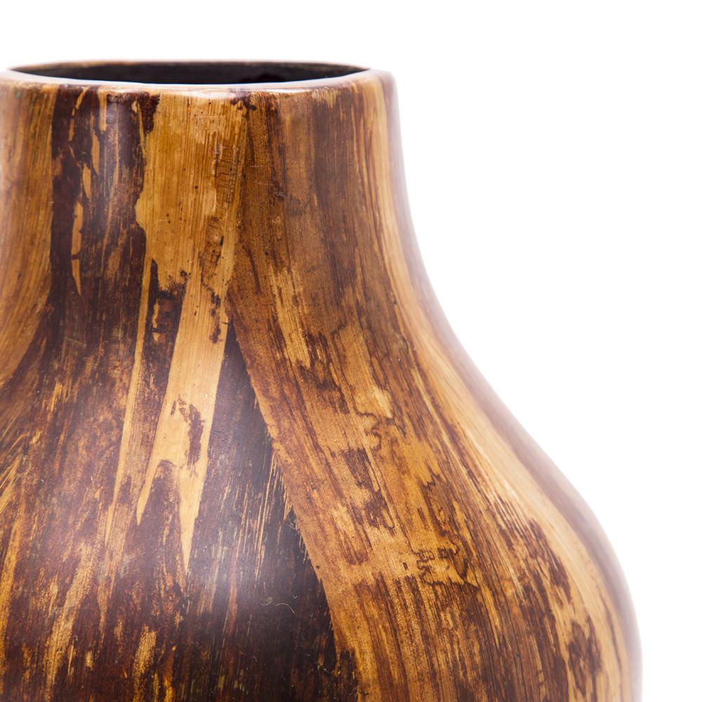 Wood Dark Fluted Bulbous  Vase (A+D)