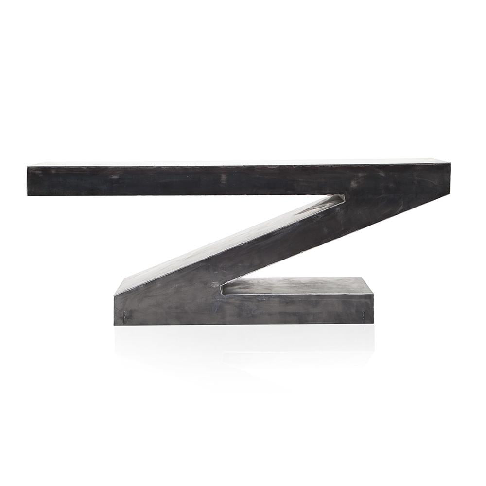 Grey Steel Z Console Table