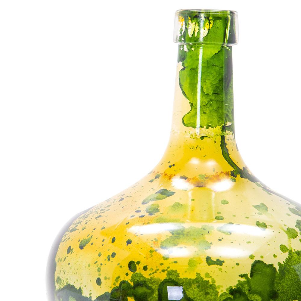 Yellow Green Glass Bottleneck Vase (A+D)