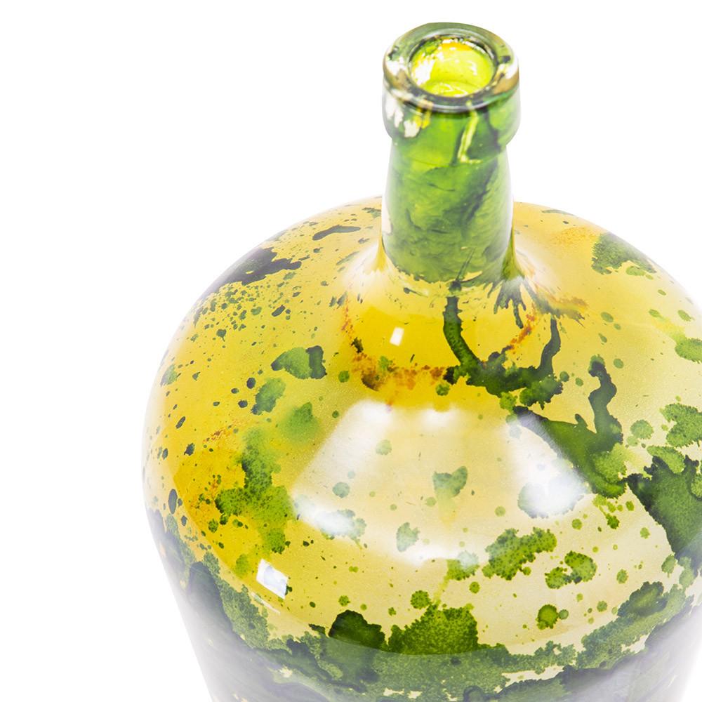 Yellow Green Glass Bottleneck Vase (A+D)