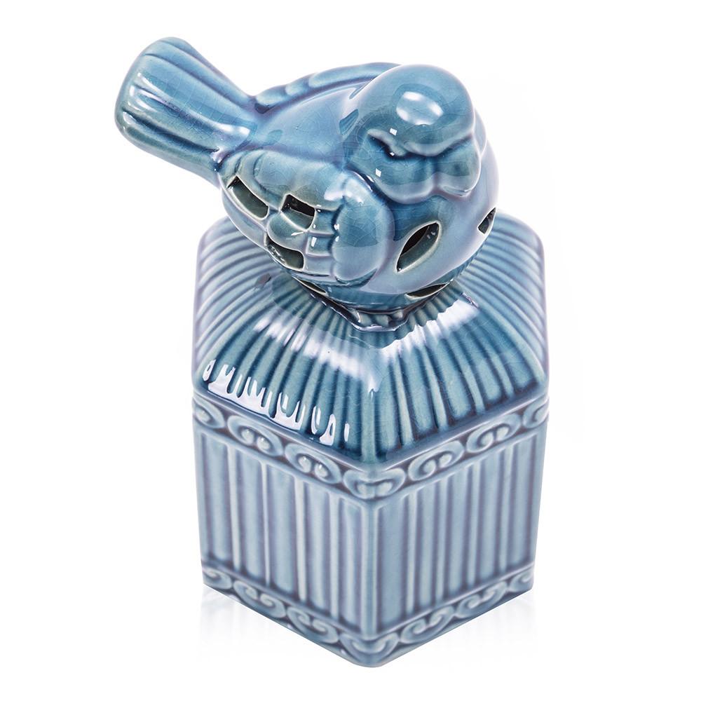 Blue Ceramic Bird Figurine (A+D)