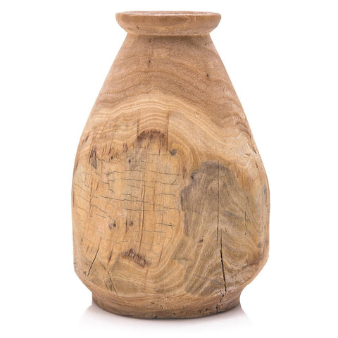 Wood Light Hand Carved Vase (A+D)