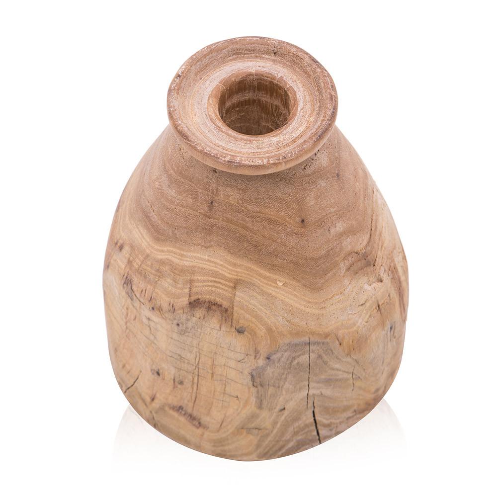 Wood Light Hand Carved Vase (A+D)