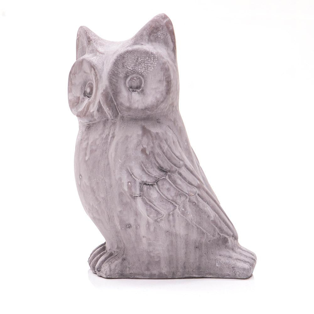 Purple Grey Matte Ceramic Owl Sculpture (A+D)