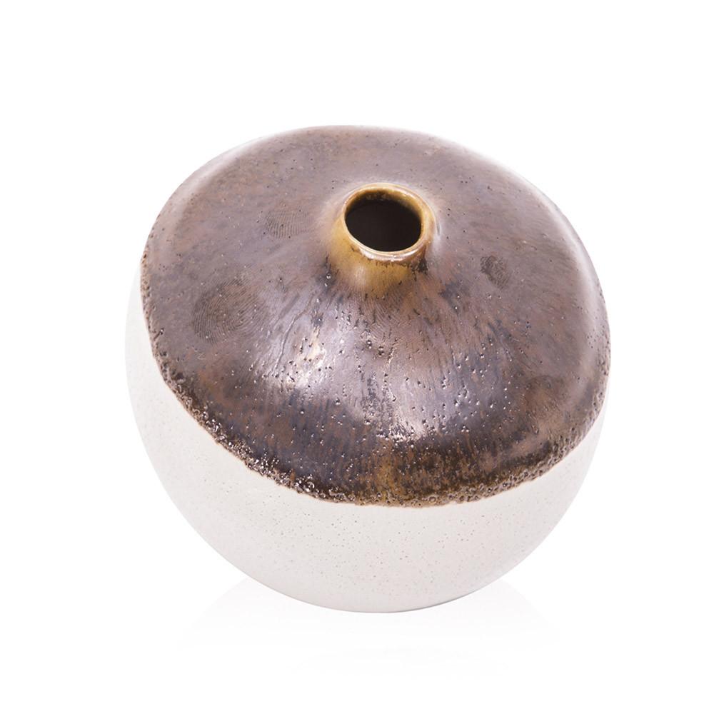 Brown White Small Stone Dip Glaze Vase (A+D)