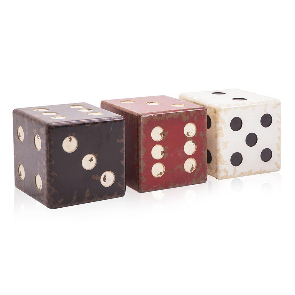 Oversized Painted Dice Sculpture - Side Table