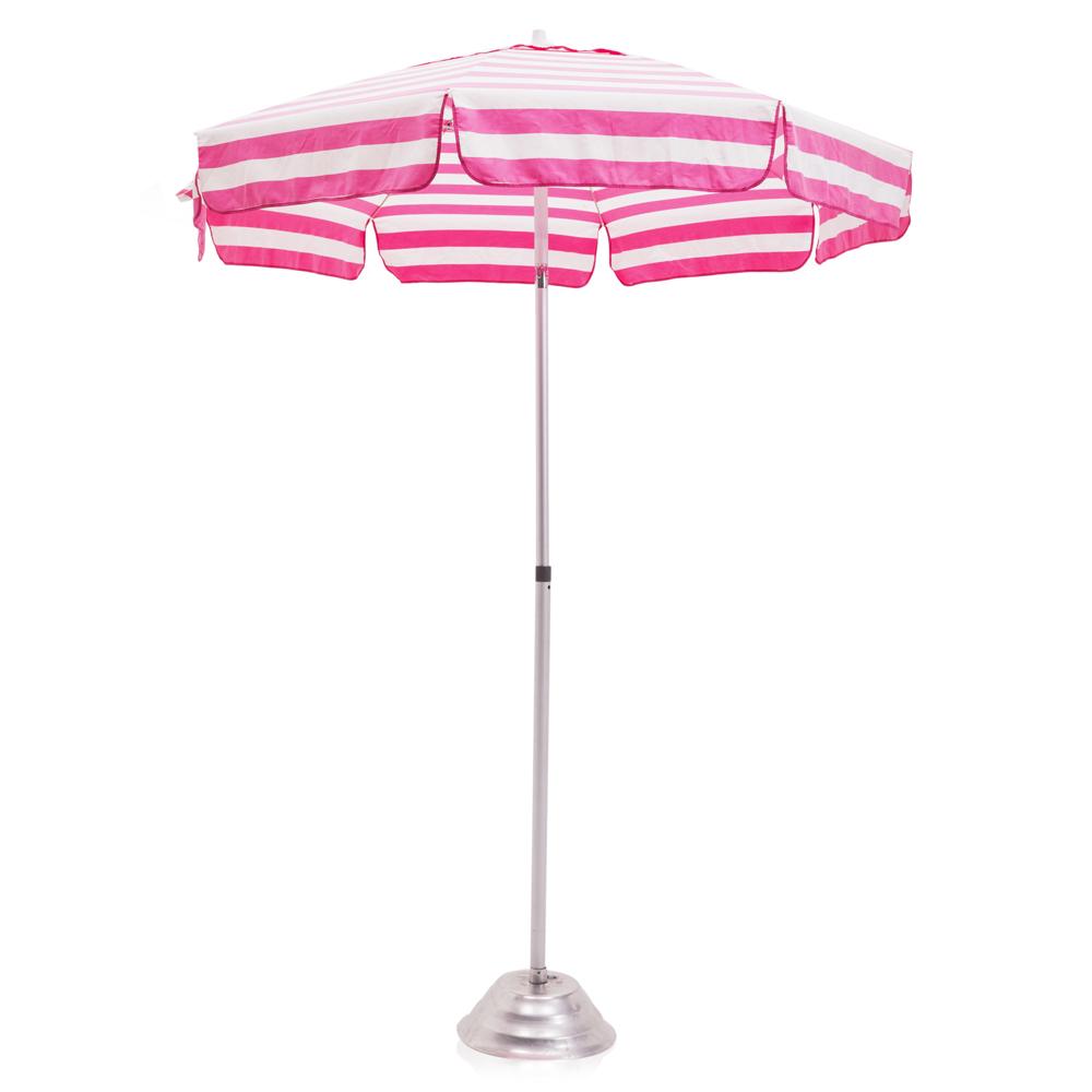 light pink patio umbrella Pink + White Stripe Patio Umbrella with Base