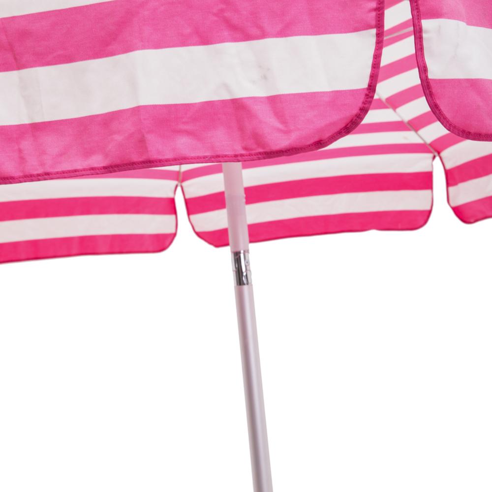 Pink + White Stripe Patio Umbrella with Base