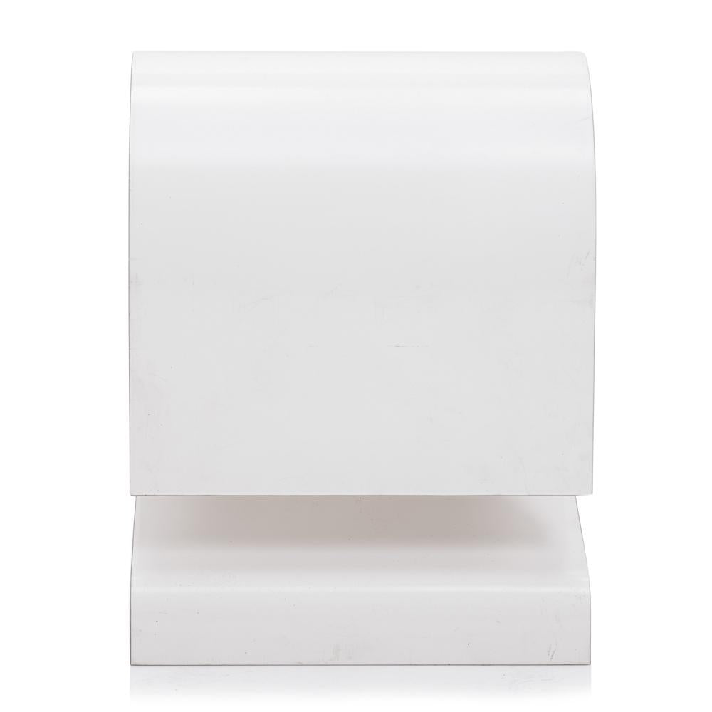 White Modern Curved Sculpture Side Table
