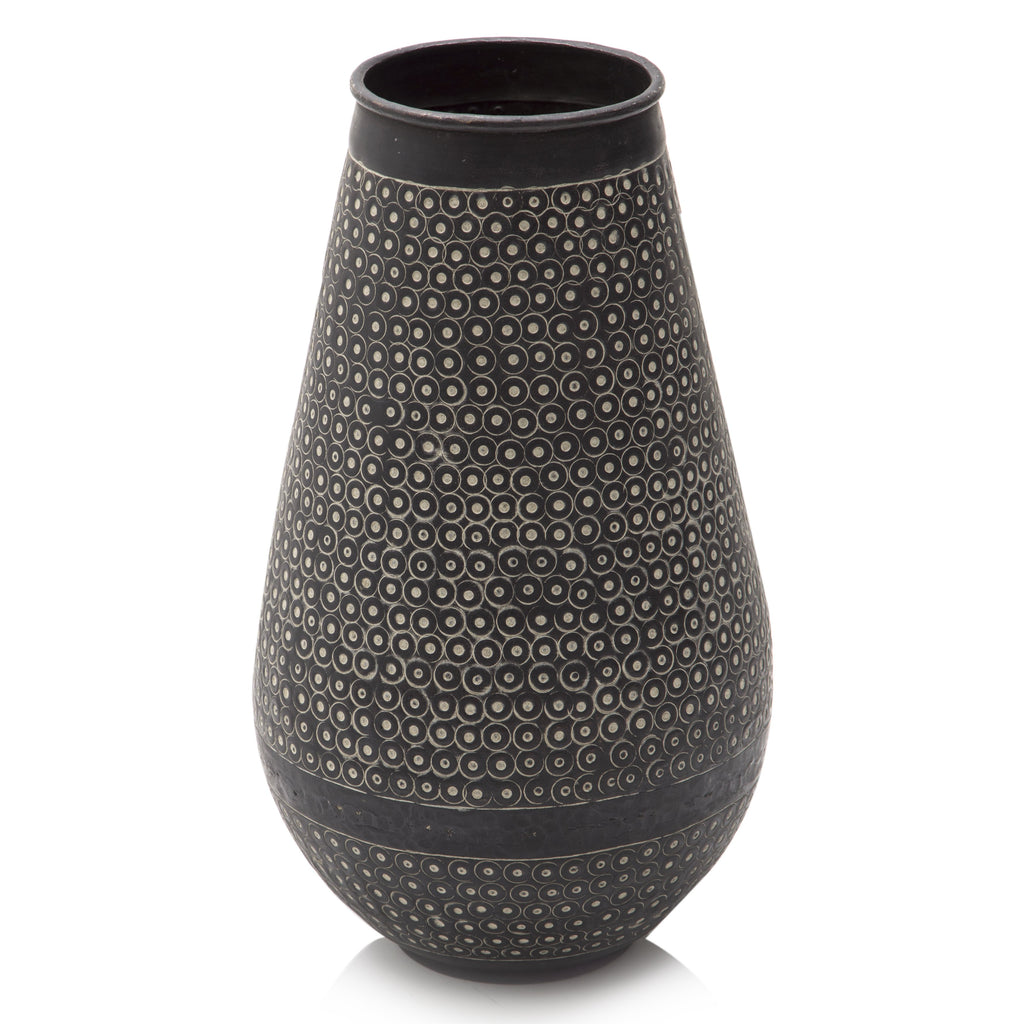 Circles Black Ceramic Vase