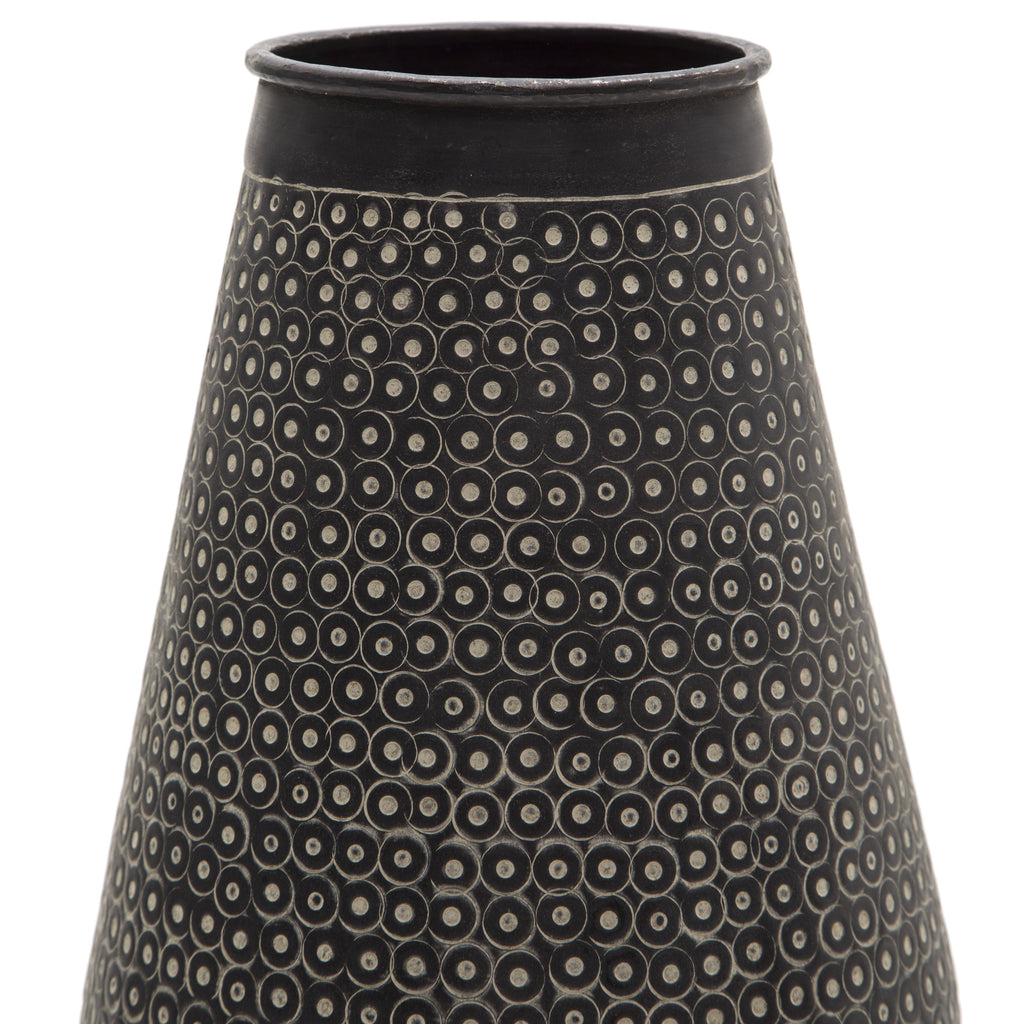 Circles Black Ceramic Vase