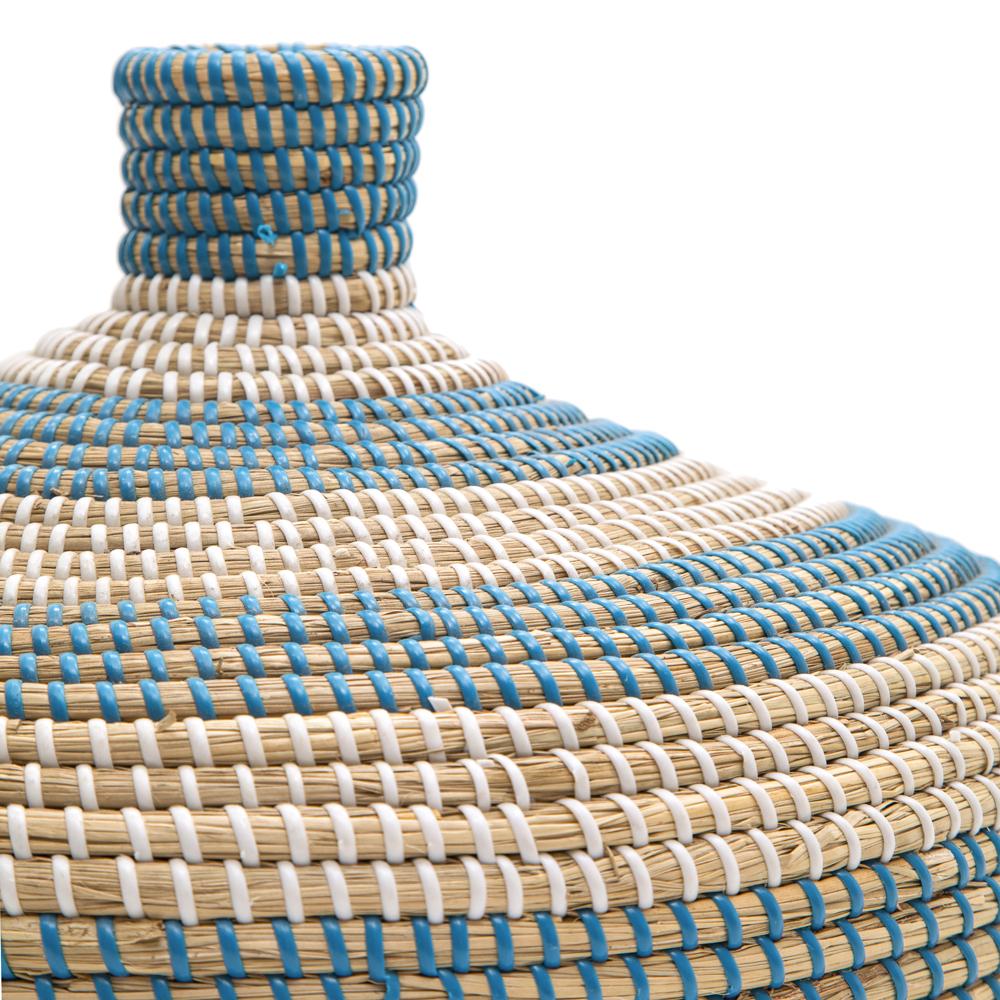 Turquoise and Beige Woven Basket