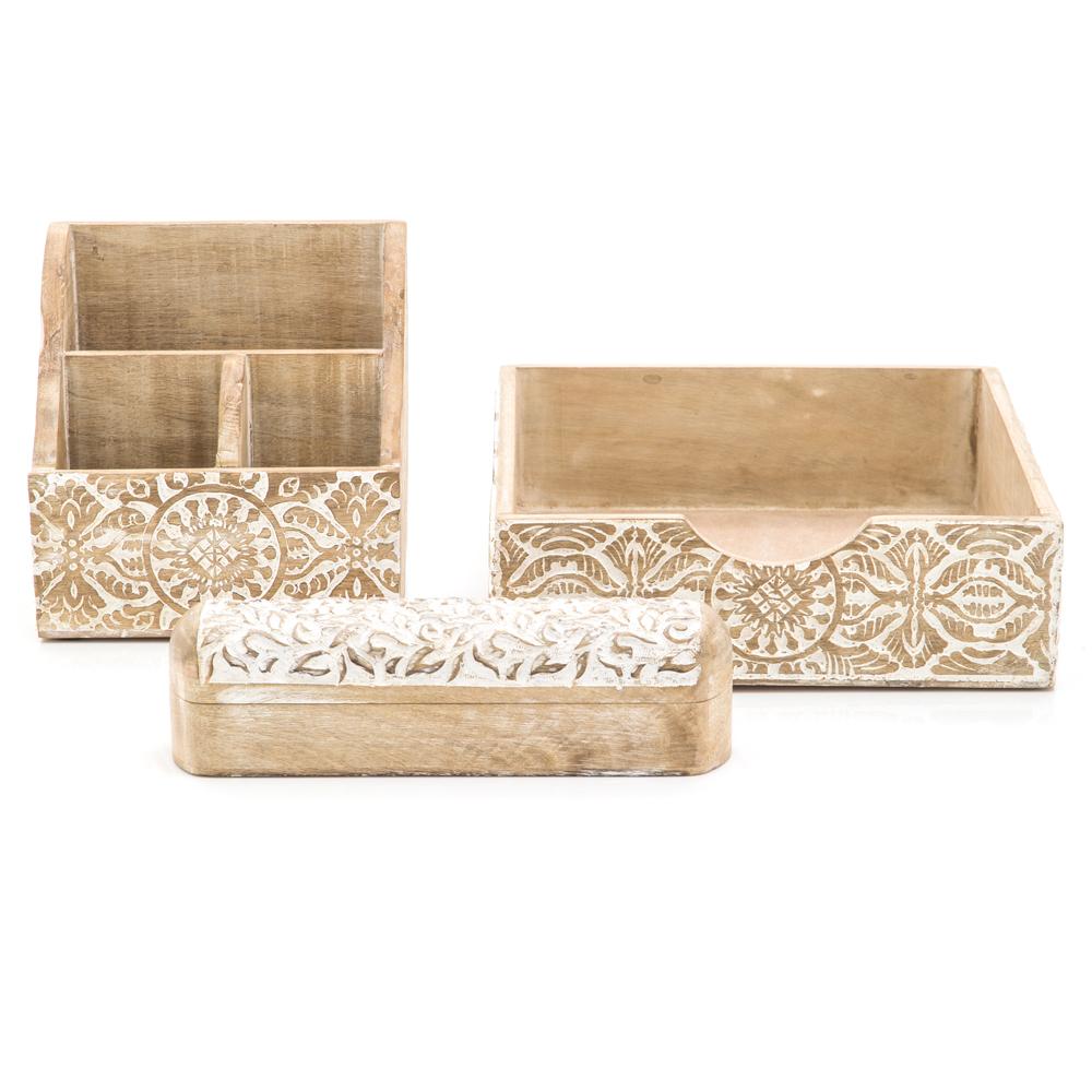 Embossed Wood White Boxset