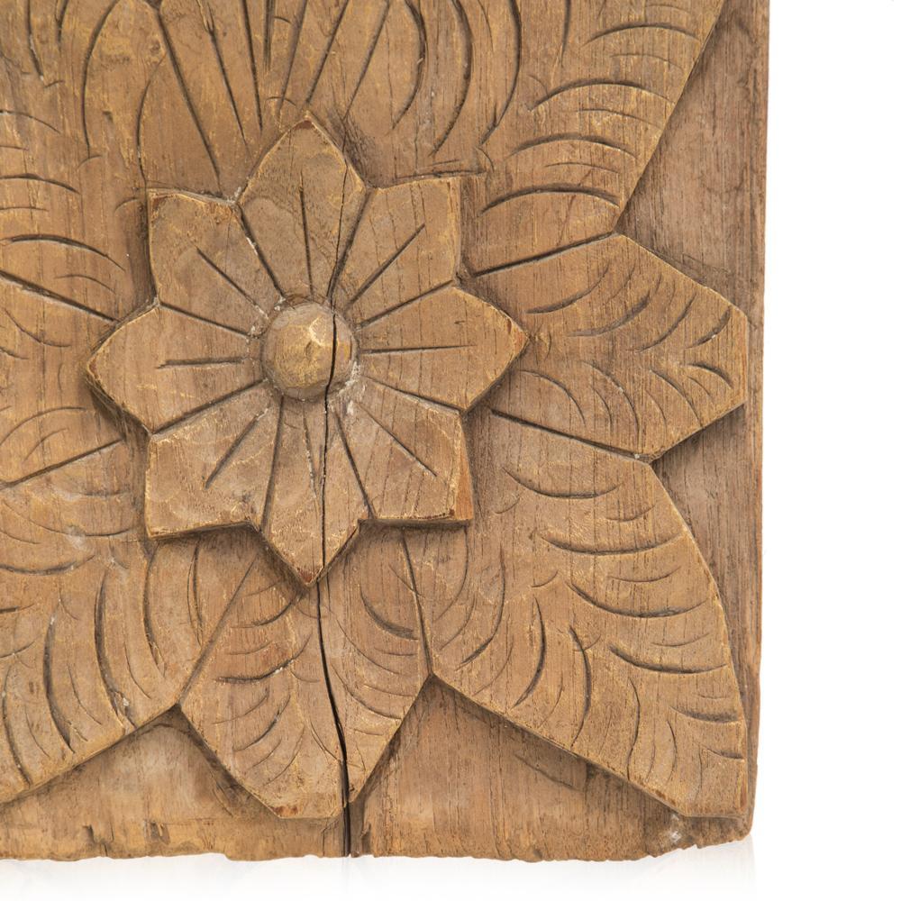Wood Carved Flower Square Panel (A+D)