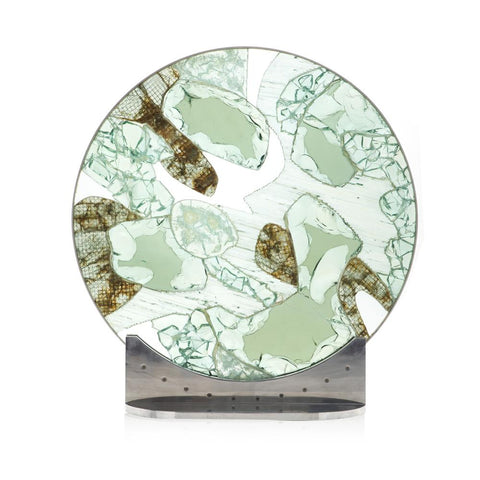 Heavy Glass Abstract Circle Floor Sculpture