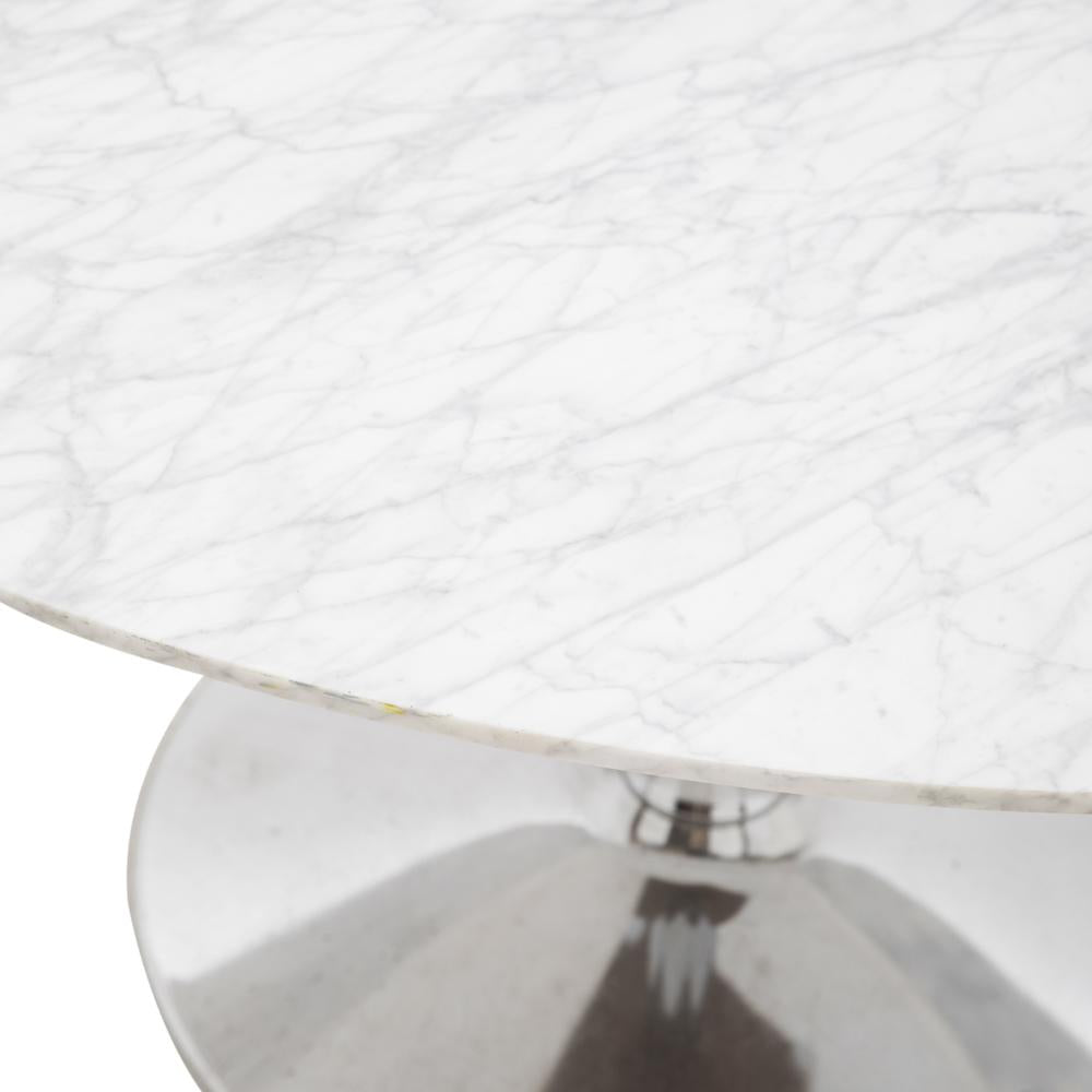 Round White Marble and Chrome Dining Table
