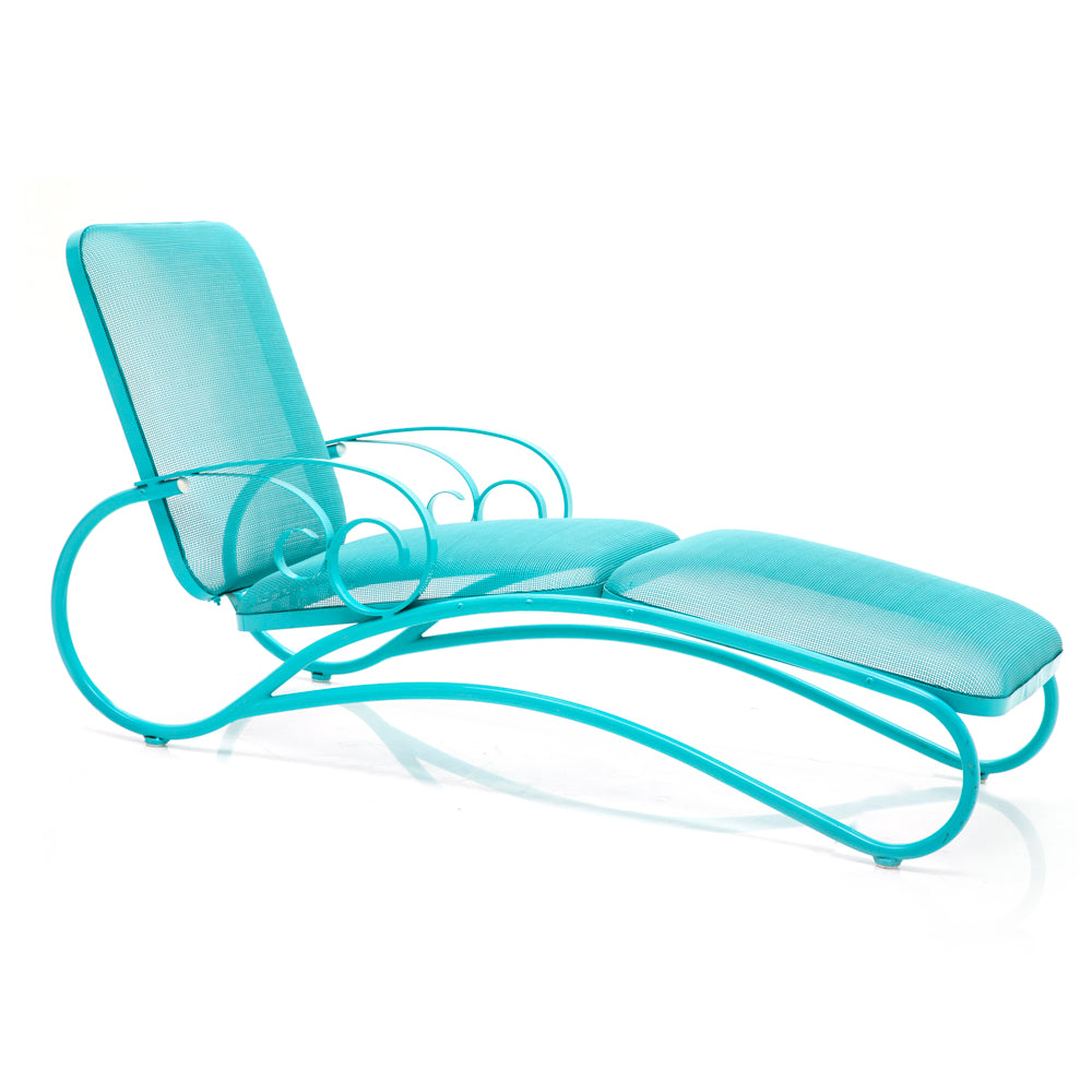 Turquoise Mesh Woodard Outdoor Chaise