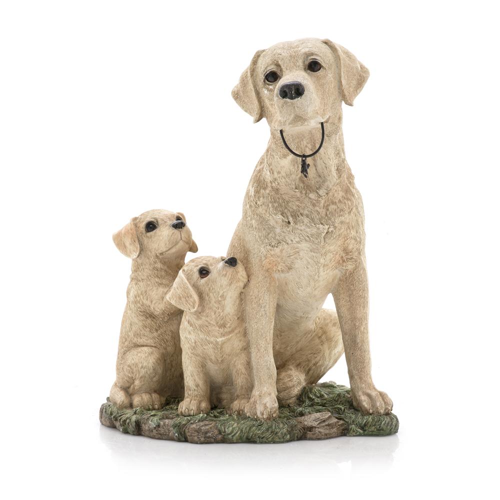White Dog Family Sculpture