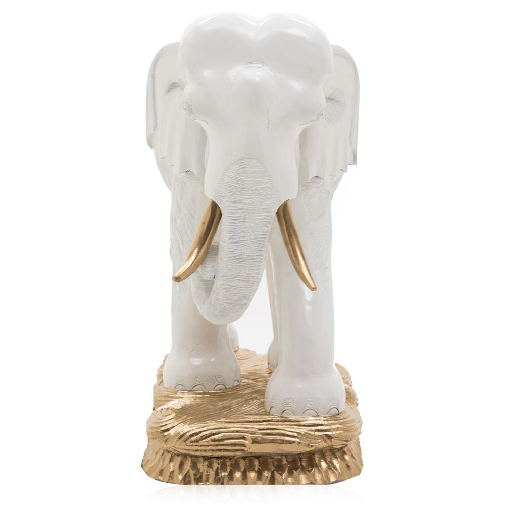 Oversized White and Gold Elephant