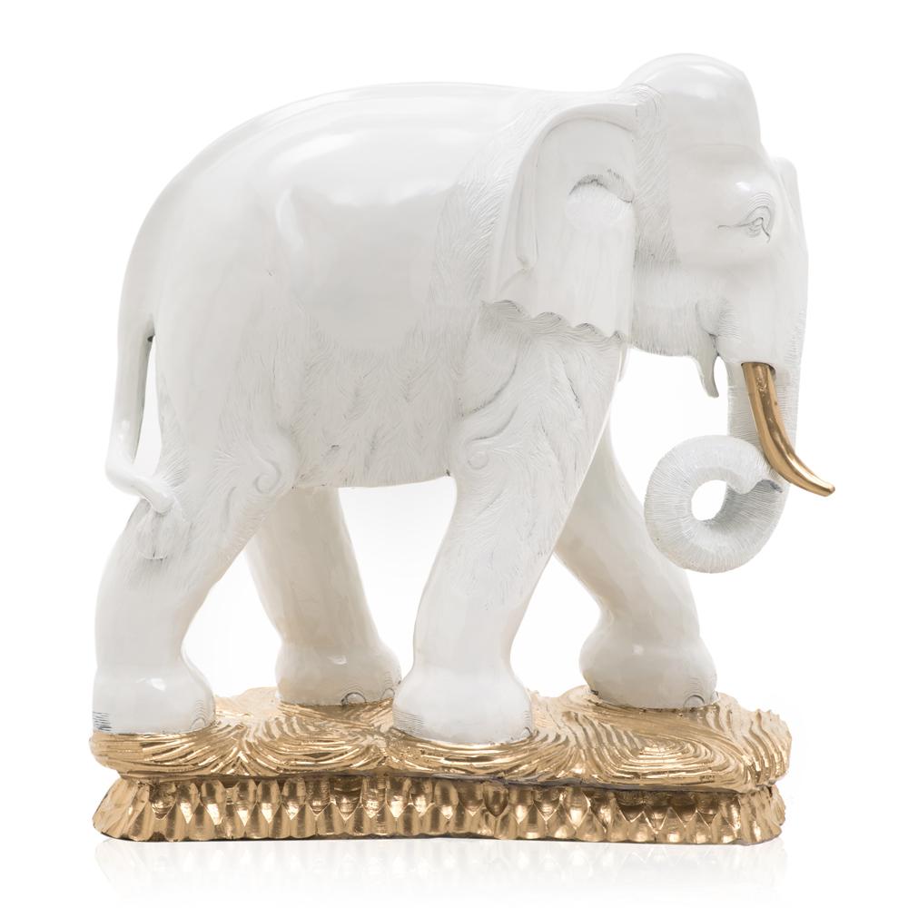 Oversized White and Gold Elephant