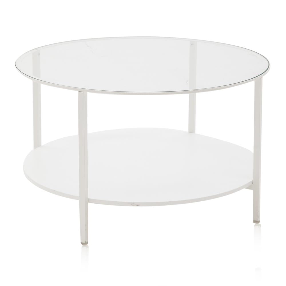 White & Glass Round Coffee Table