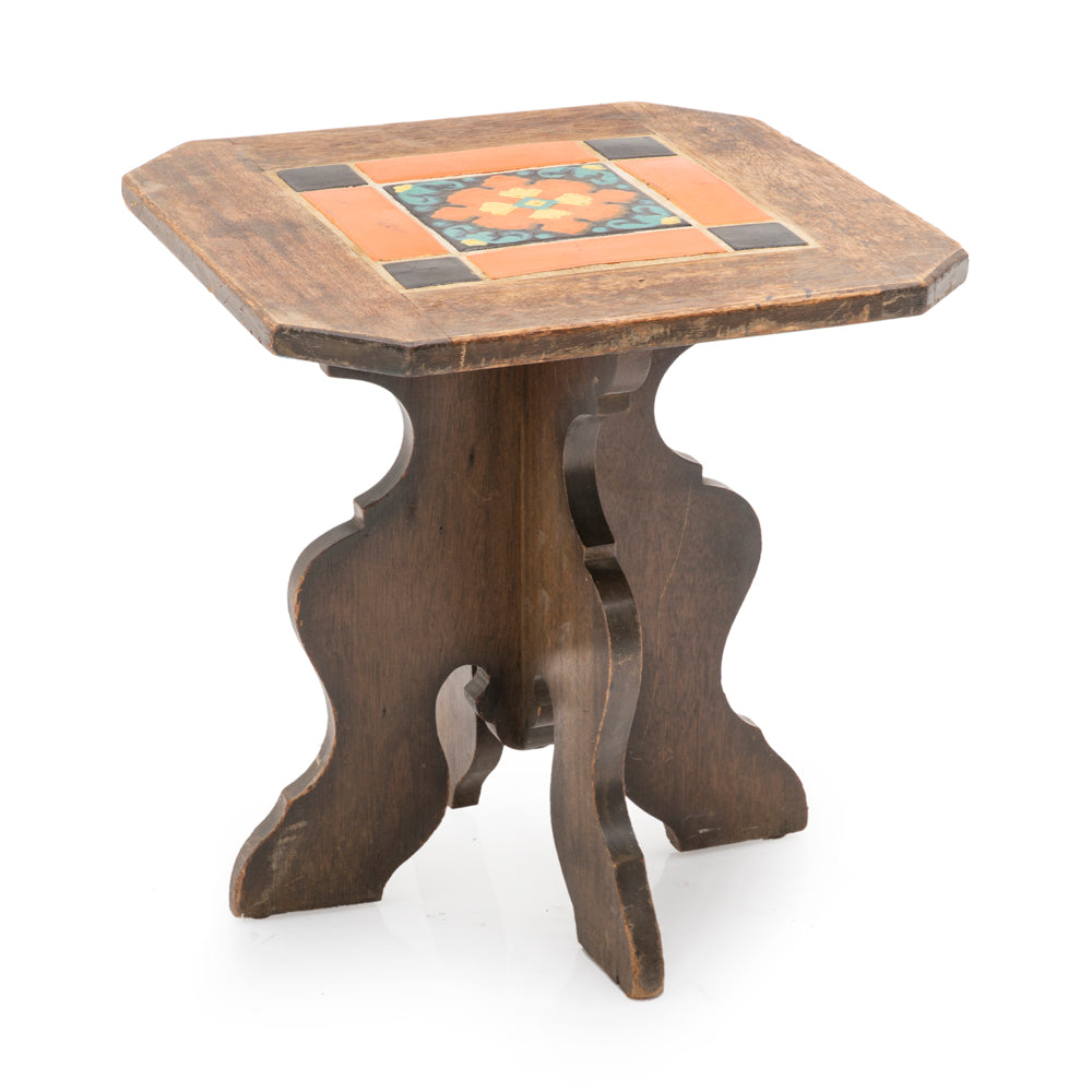 Wood Tile Topped Side Table