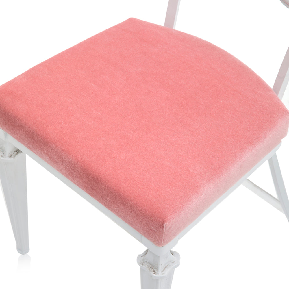 White & Pink Velvet Ornate Outdoor Chair