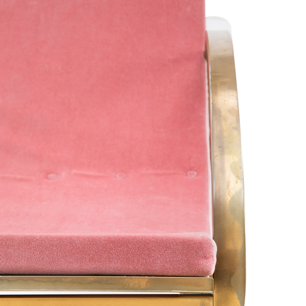 Pink Velvet & Gold Ellipse Rocking Chair
