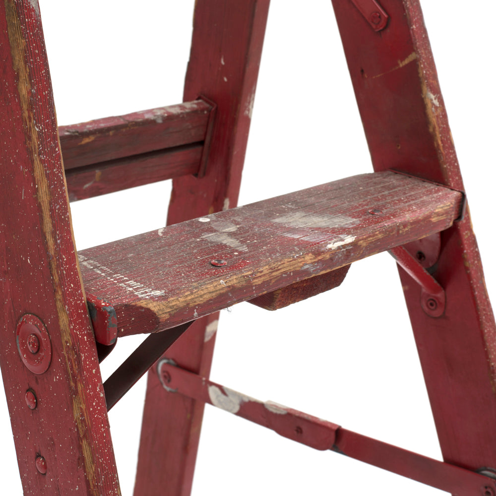 Small Red Painted Wood Ladder