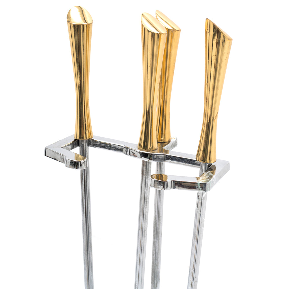 Silver + Gold Fireplace Tools Set
