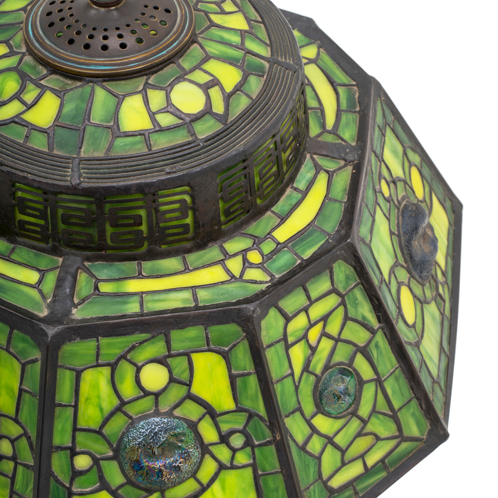Green Leaded Stained Glass Lamp