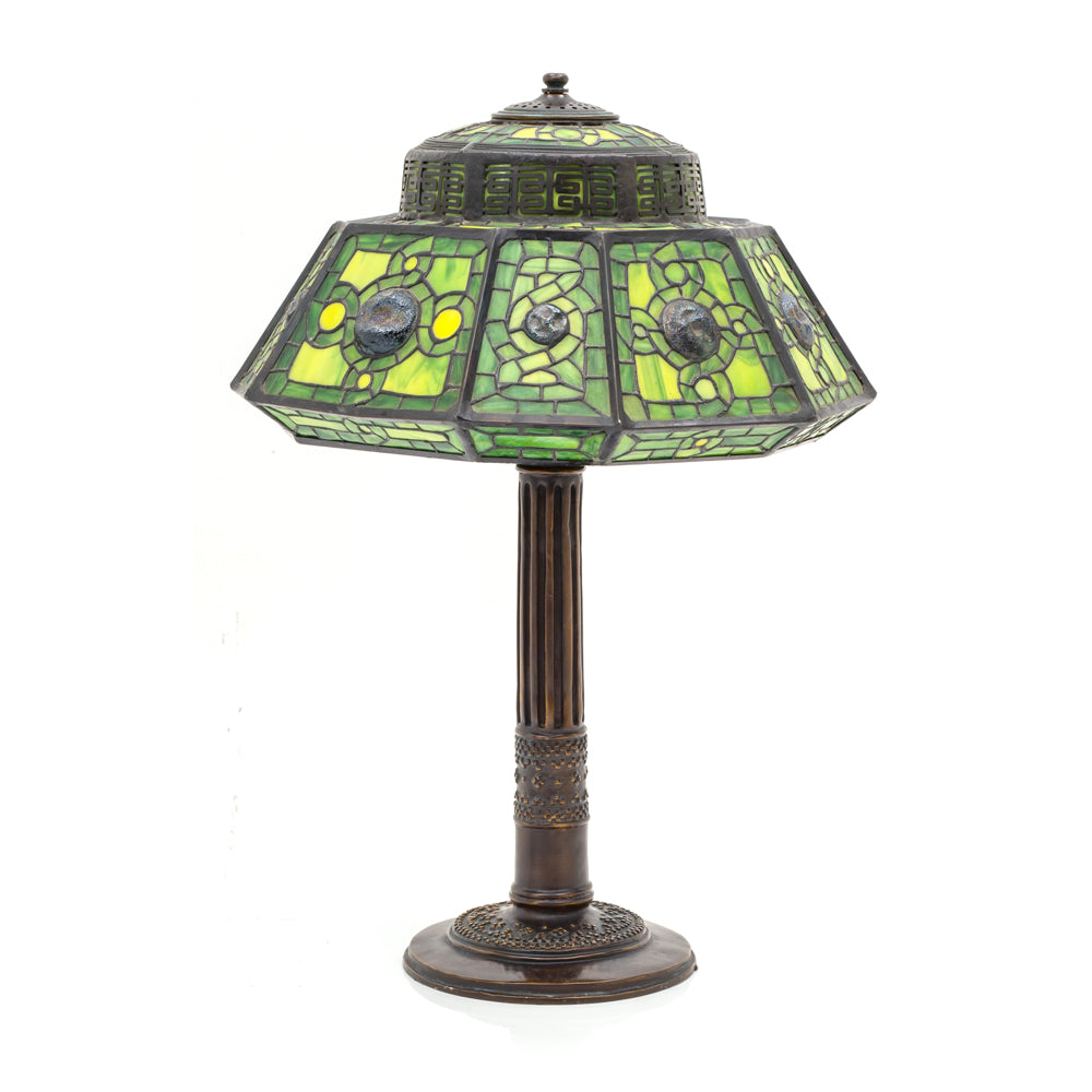 Green Leaded Stained Glass Lamp