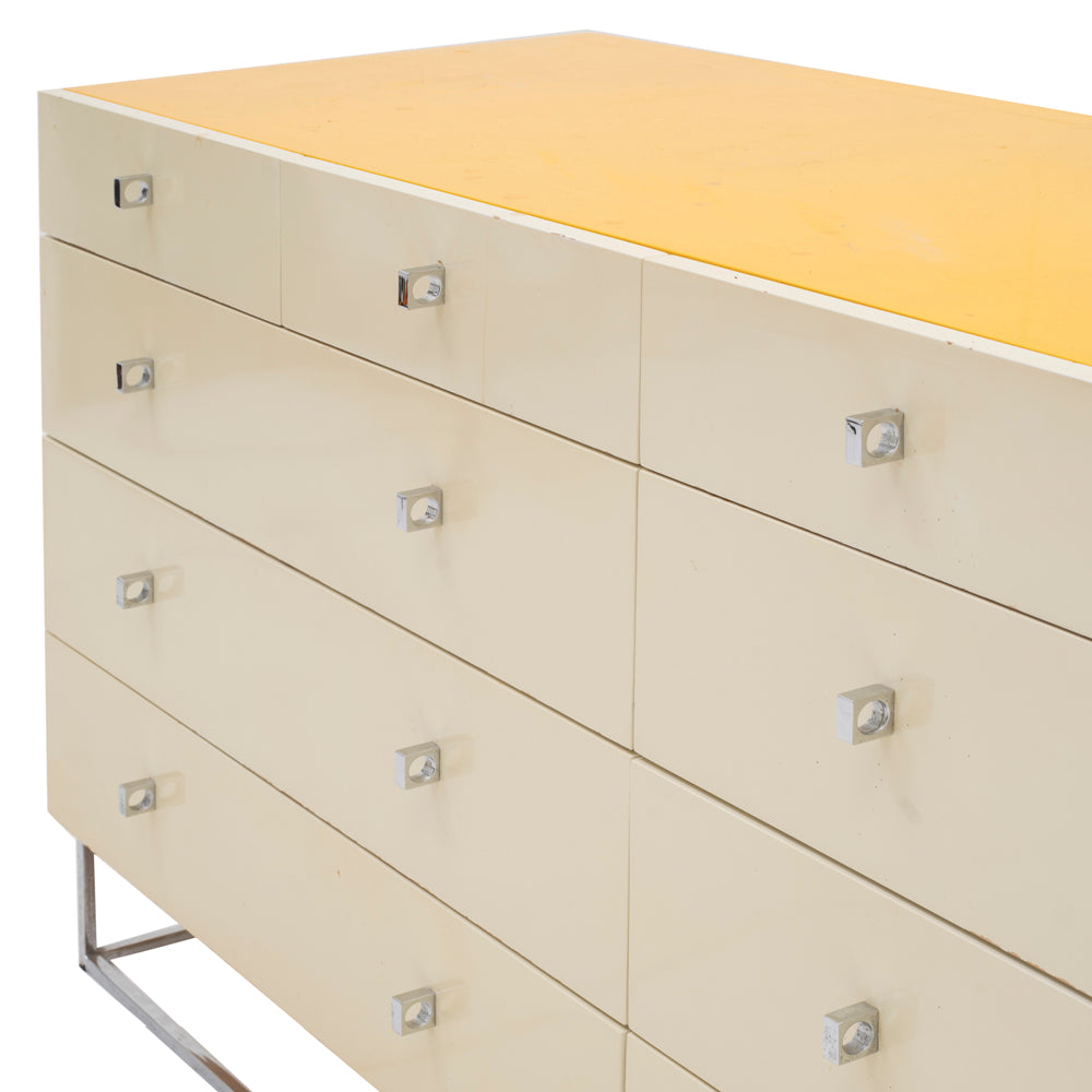 Yellow Large Dresser with Chrome Base