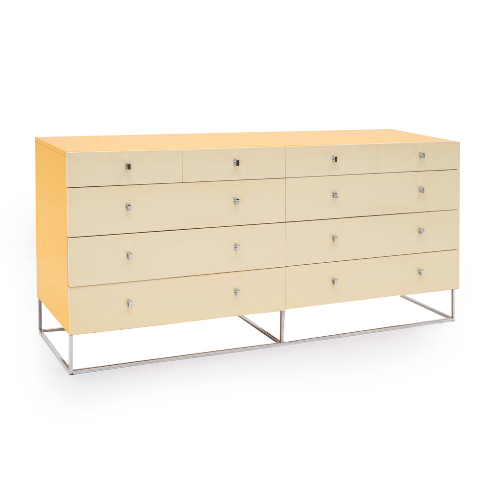 Yellow Large Dresser with Chrome Base