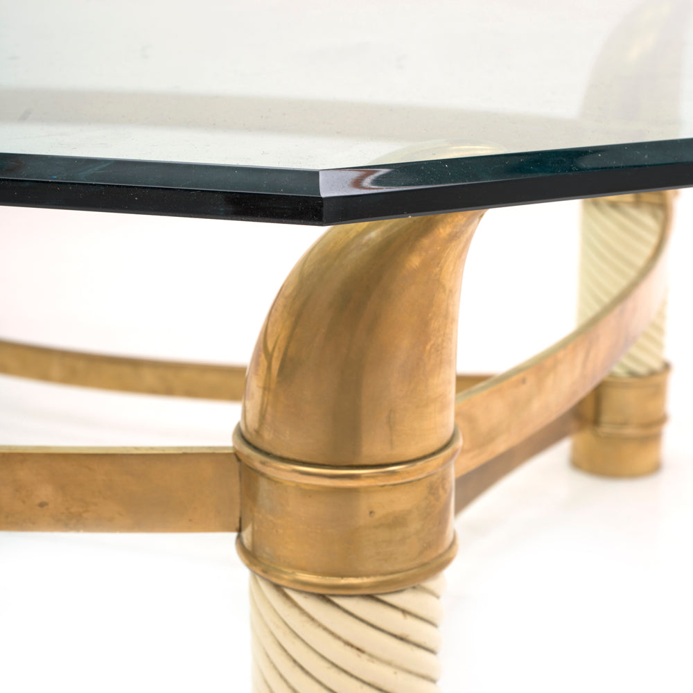 Gold & Glass Horn Coffee Table
