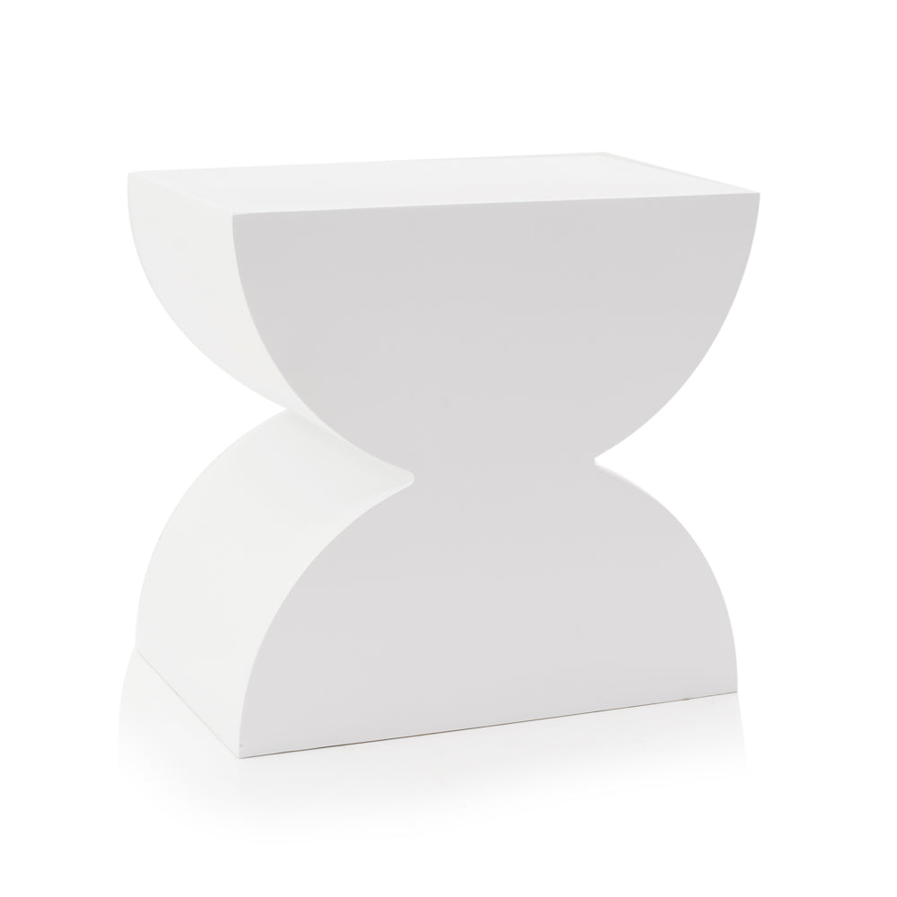 White Short Flat Hourglass Pedestal