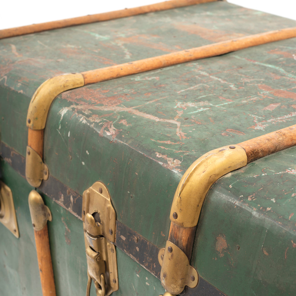 Huge Green and Gold Steamer Trunk