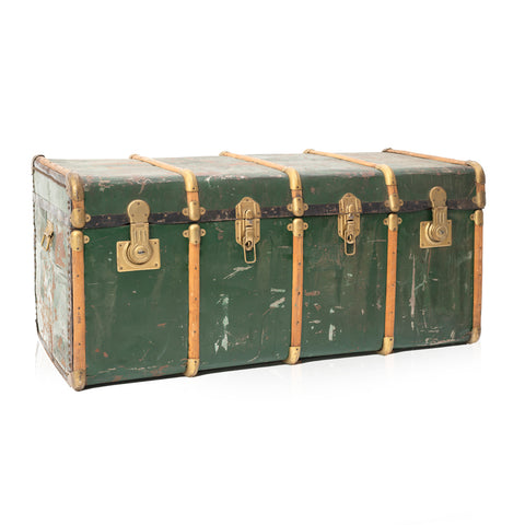 Huge Green and Gold Steamer Trunk