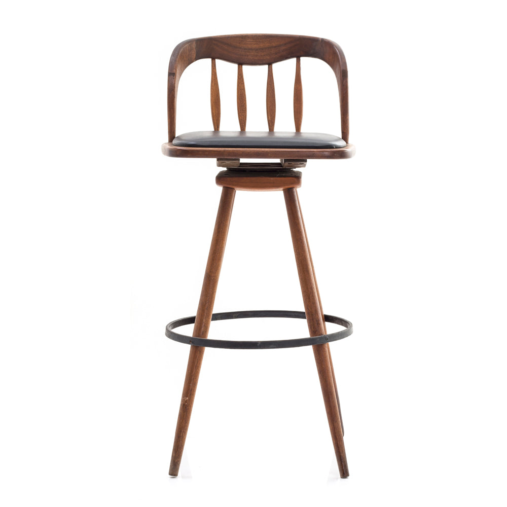 Wood and Leather Bar Stool